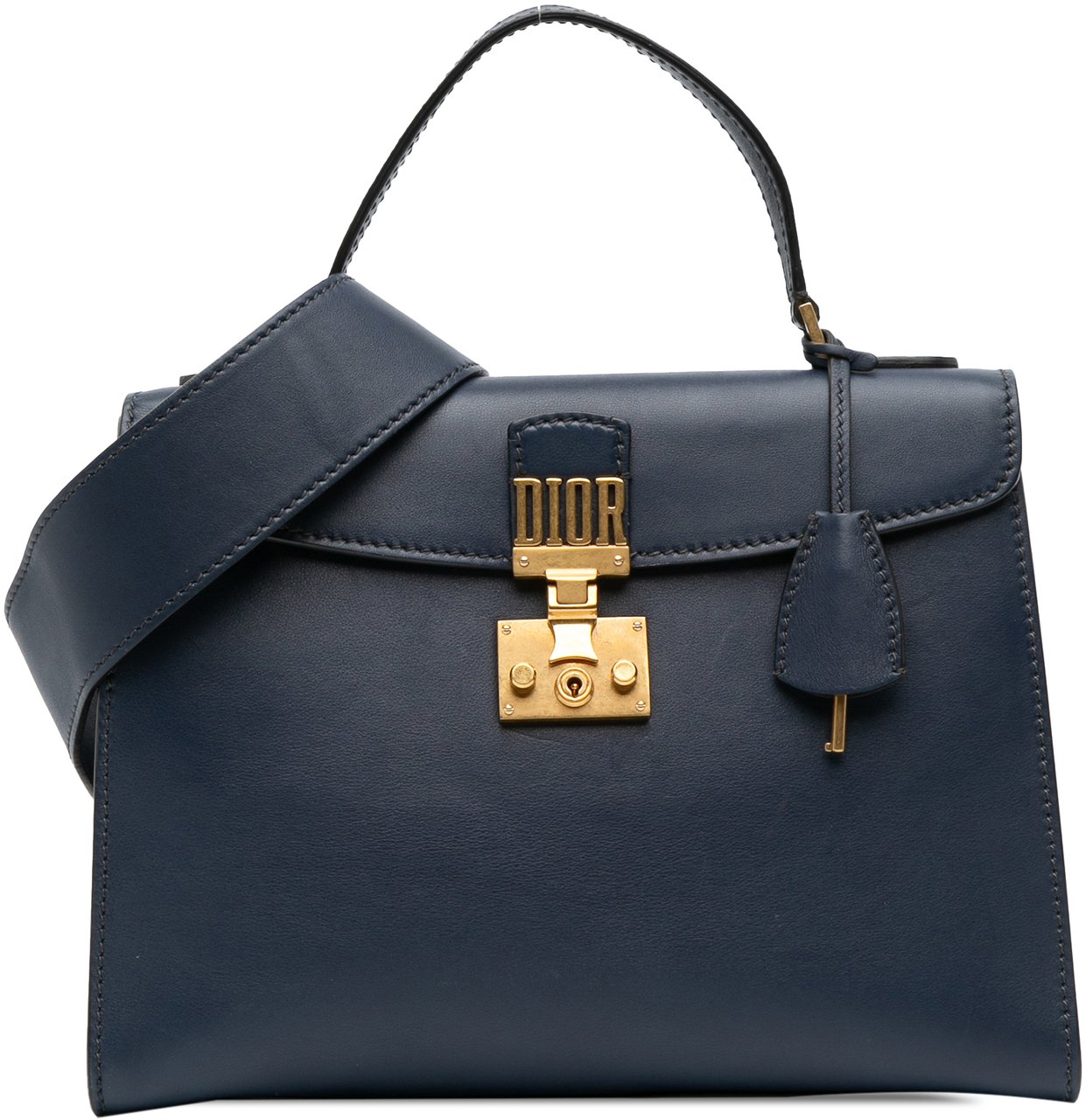 Dior Leather DiorAddict Top Handle Bag Blauw