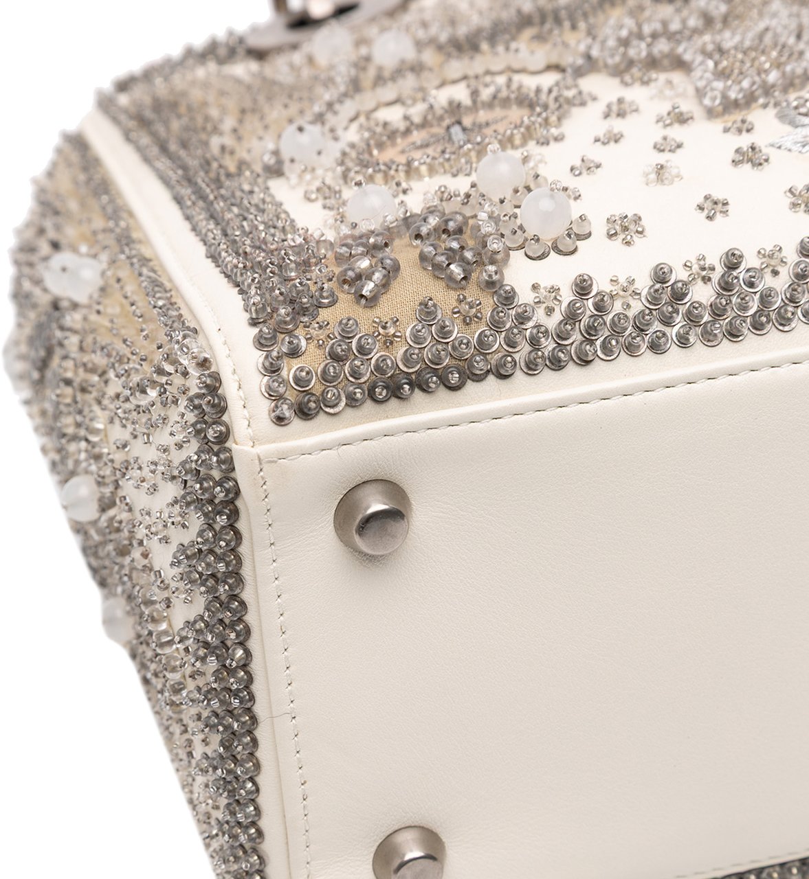 Dior Medium Lambskin Embroidered and Beaded Lady D Lite Bruin