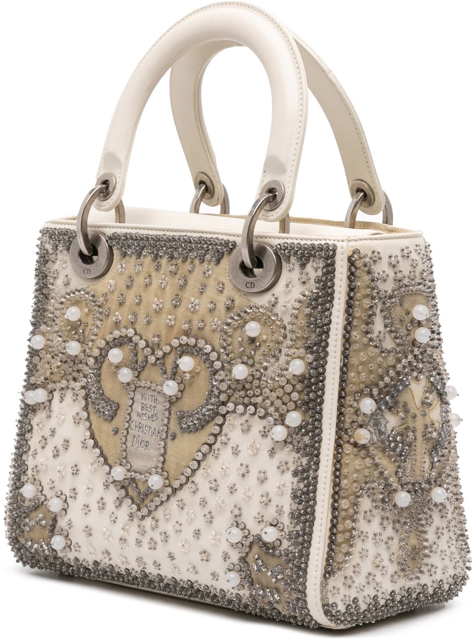 Dior Medium Lambskin Embroidered and Beaded Lady D Lite Bruin