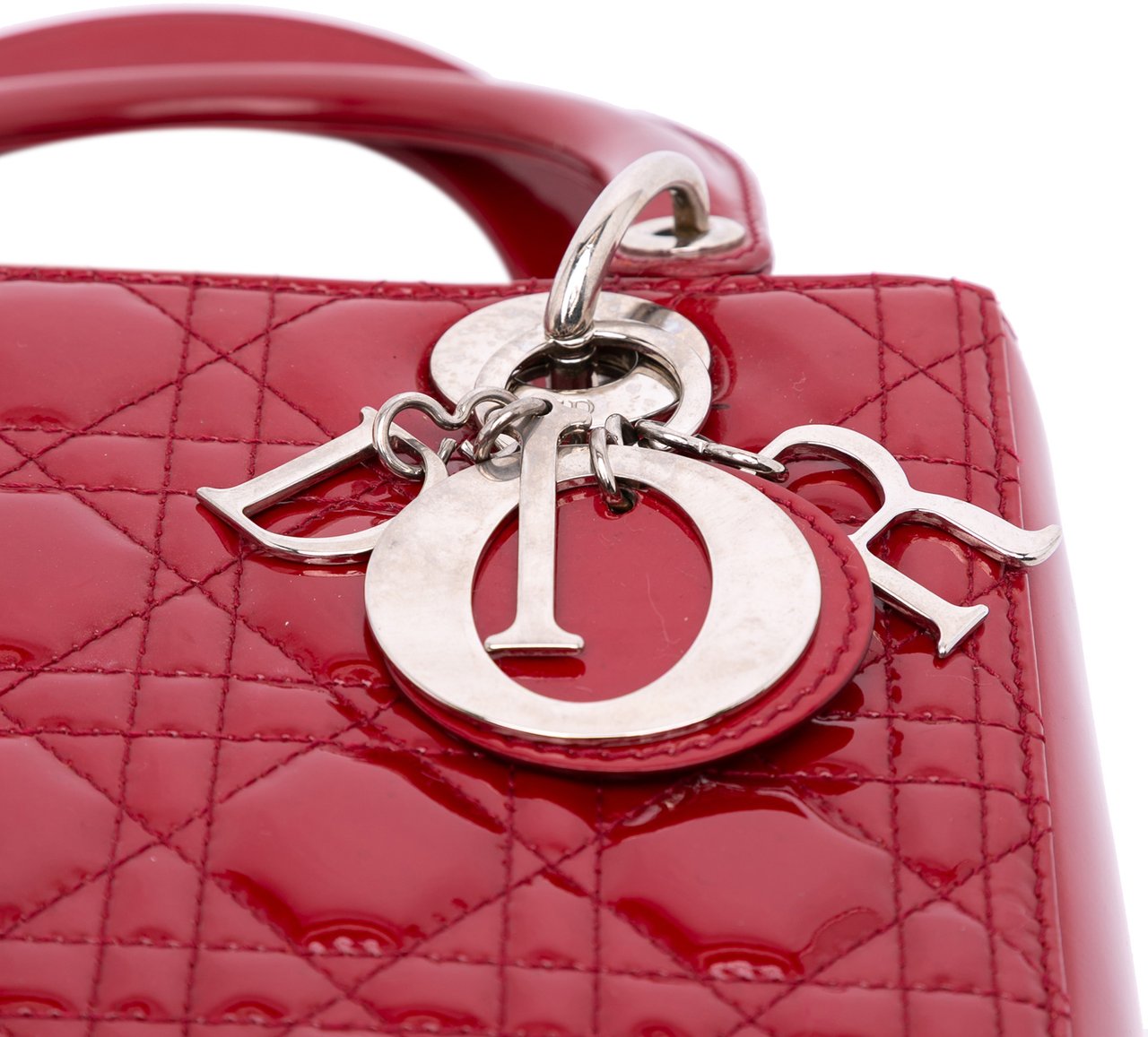 Dior Medium Patent Cannage Lady Dior Rood