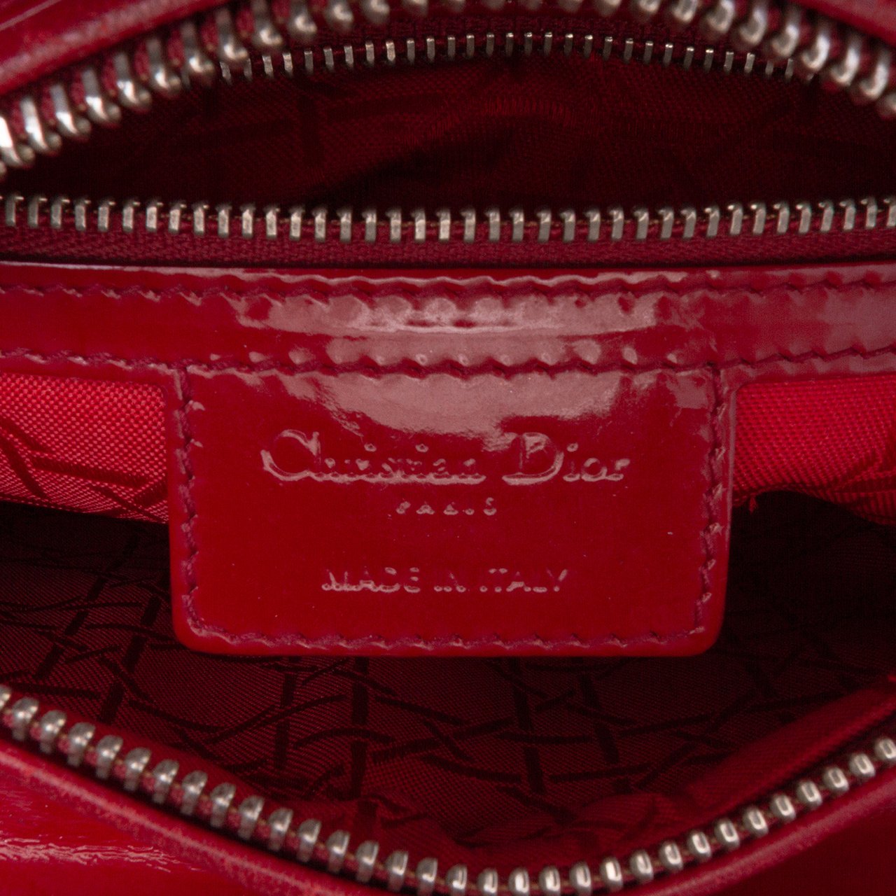 Dior Medium Patent Cannage Lady Dior Rood