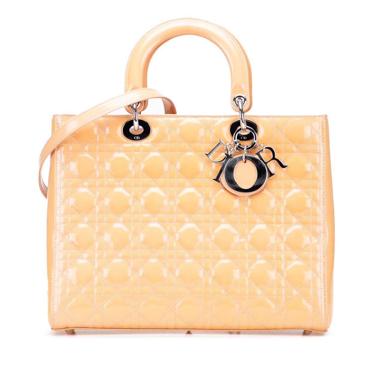 Dior Large Patent Cannage Lady Dior Bruin