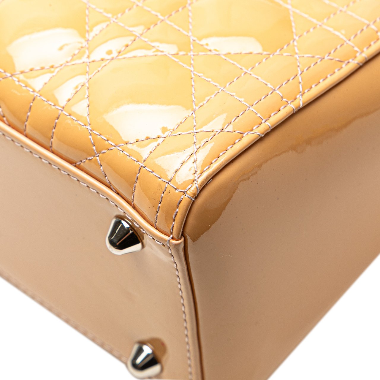 Dior Large Patent Cannage Lady Dior Bruin