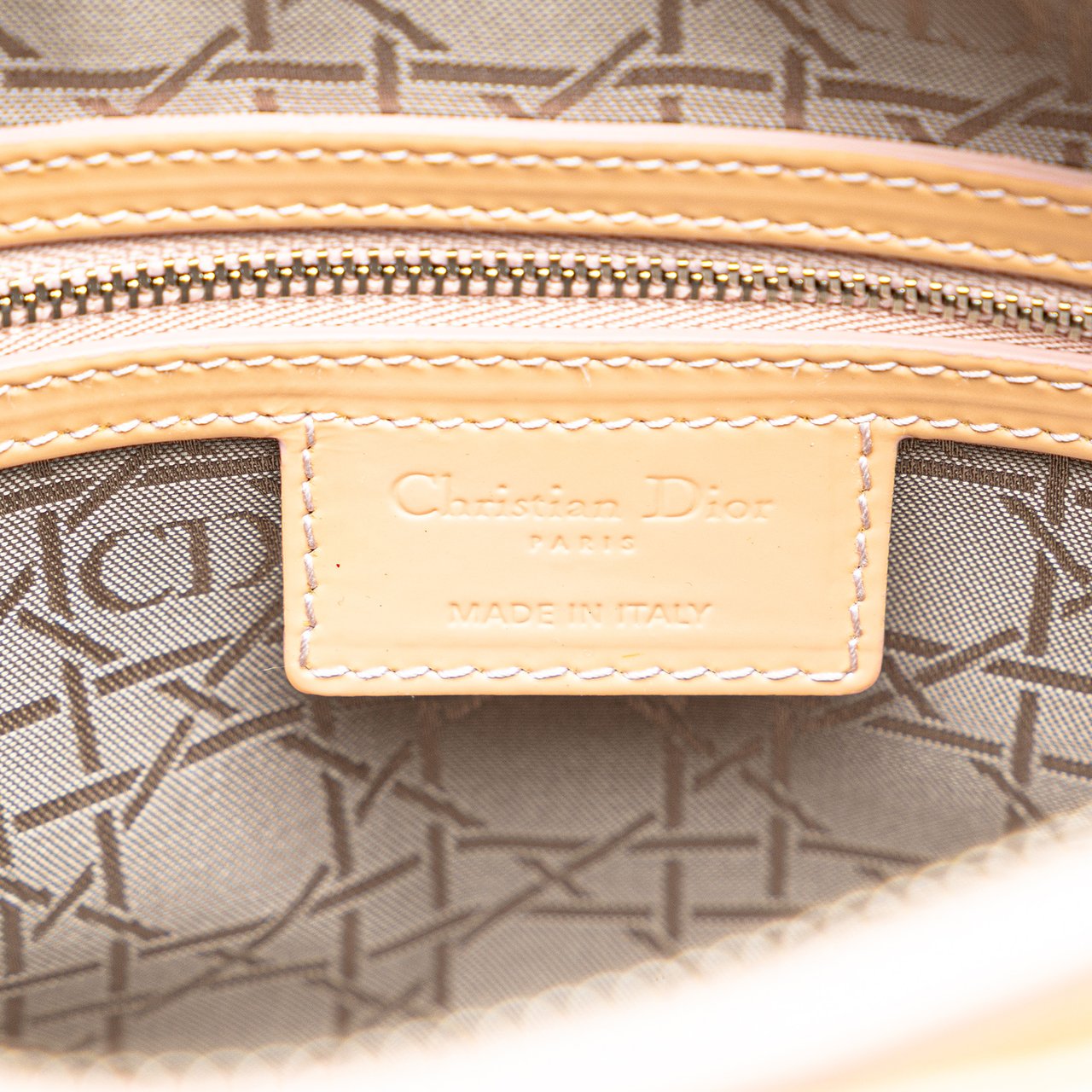 Dior Large Patent Cannage Lady Dior Bruin