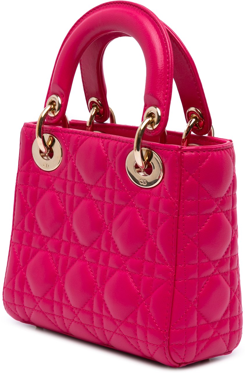 Dior Mini Lambskin Cannage Lady Dior Roze