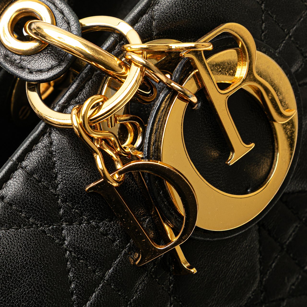 Dior Medium Lambskin Cannage Lady Dior Zwart