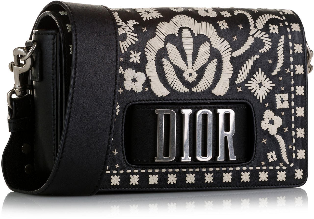 Dior Medium Embroidered Dio(r)evolution Flap Zwart