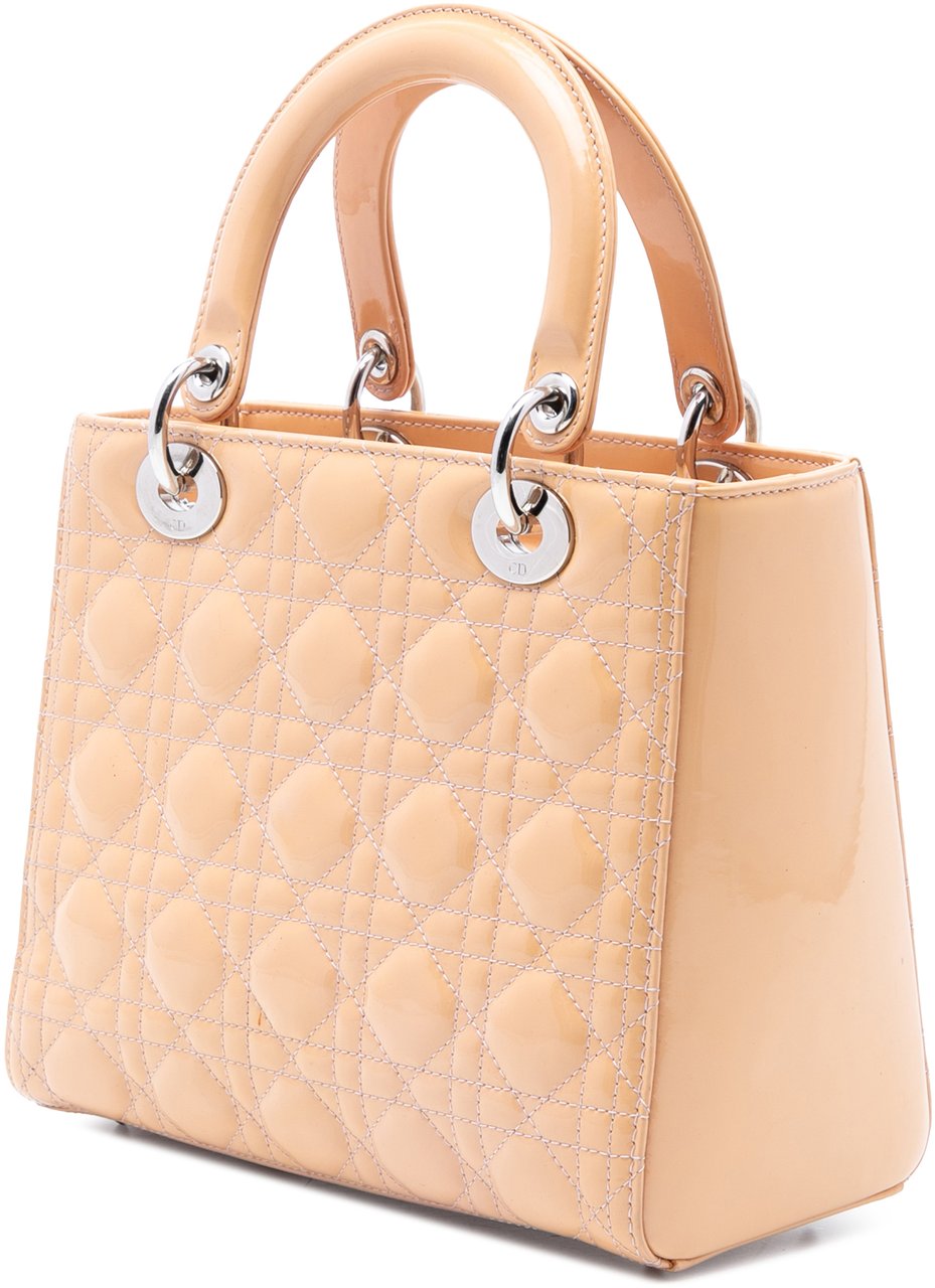 Dior Medium Patent Cannage Lady Dior Bruin