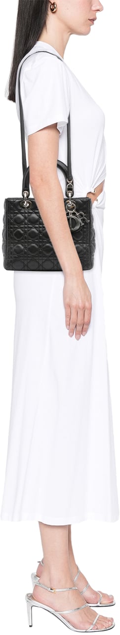 Dior Medium Lambskin Cannage Lady Dior Zwart