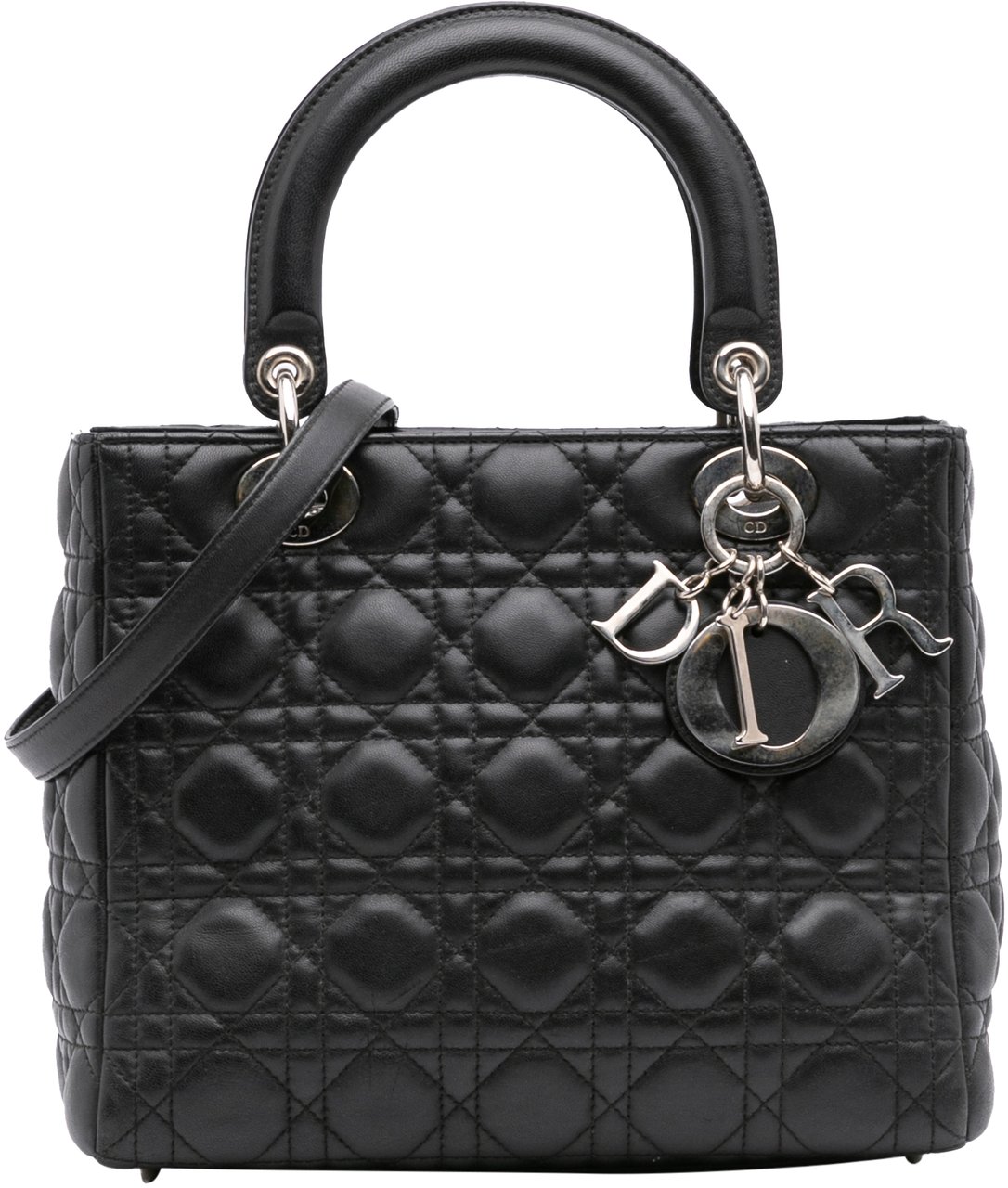 Dior Medium Lambskin Cannage Lady Dior Zwart