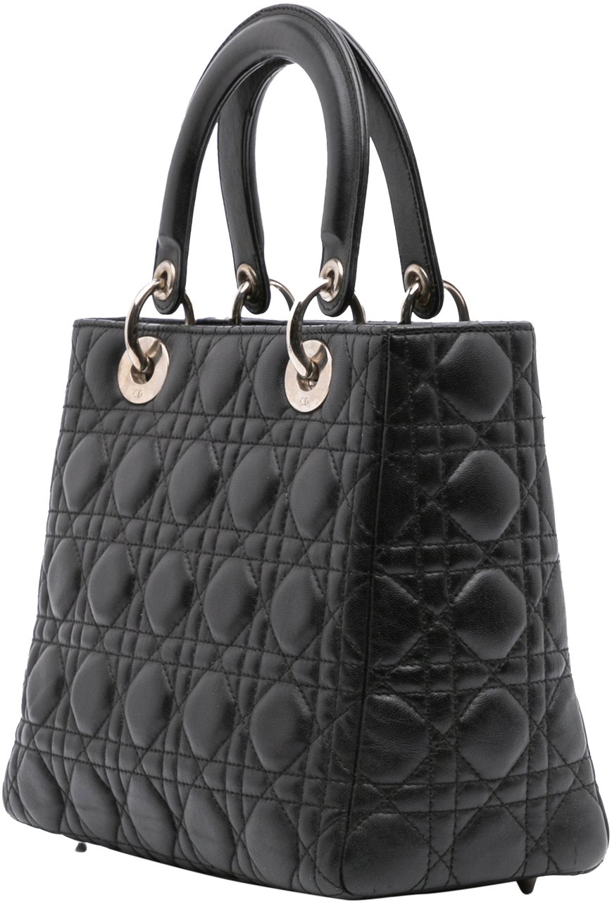 Dior Medium Lambskin Cannage Lady Dior Zwart