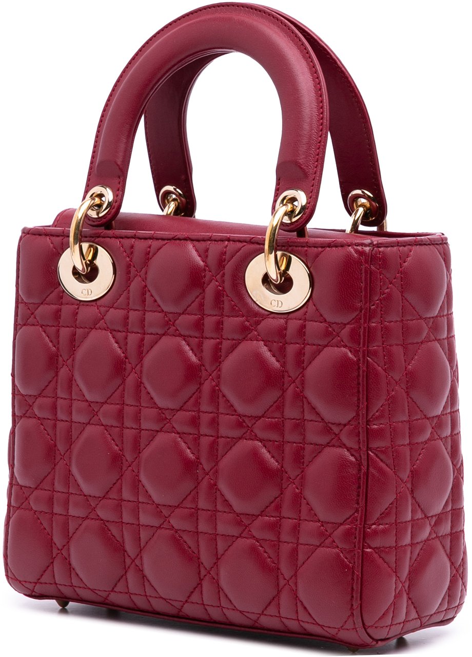 Dior Small Lambskin Cannage My ABCDior Lady Dior Rood