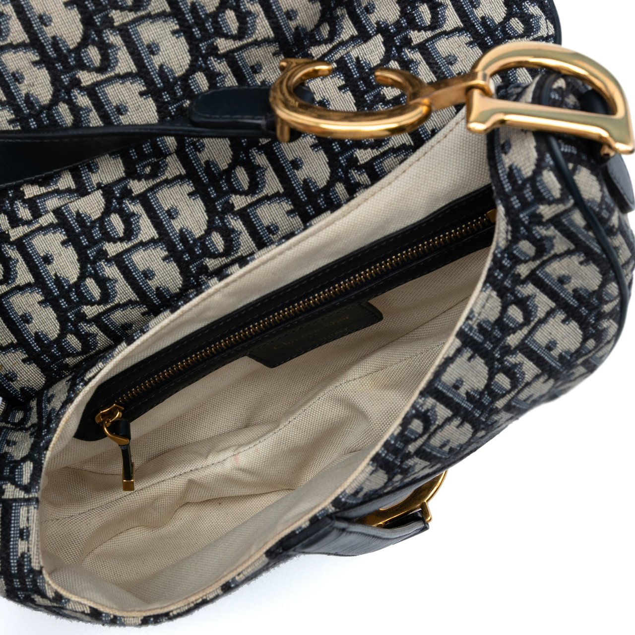 Dior Oblique Canvas Saddle Bag Blauw