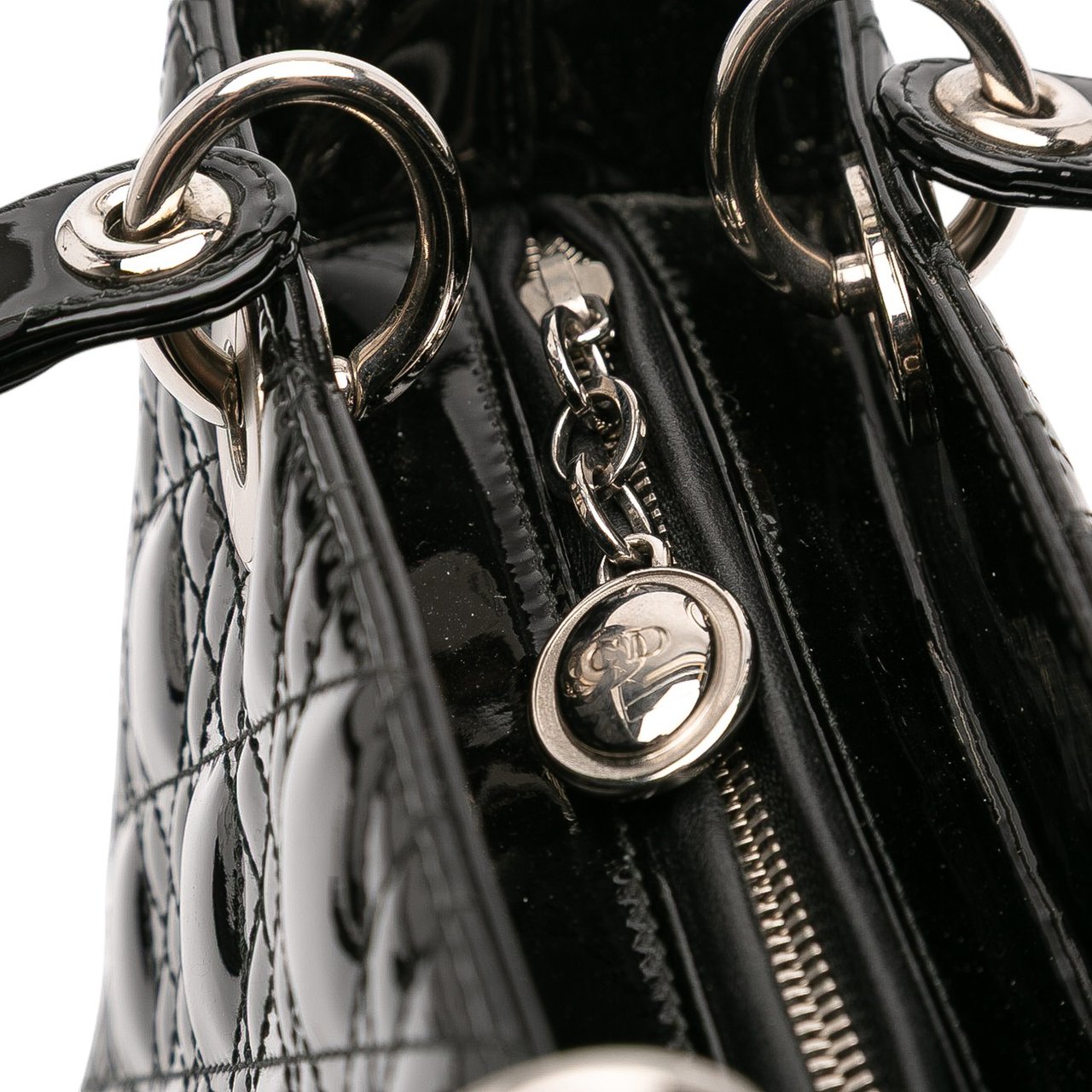 Dior Medium Patent Cannage Lady Dior Zwart