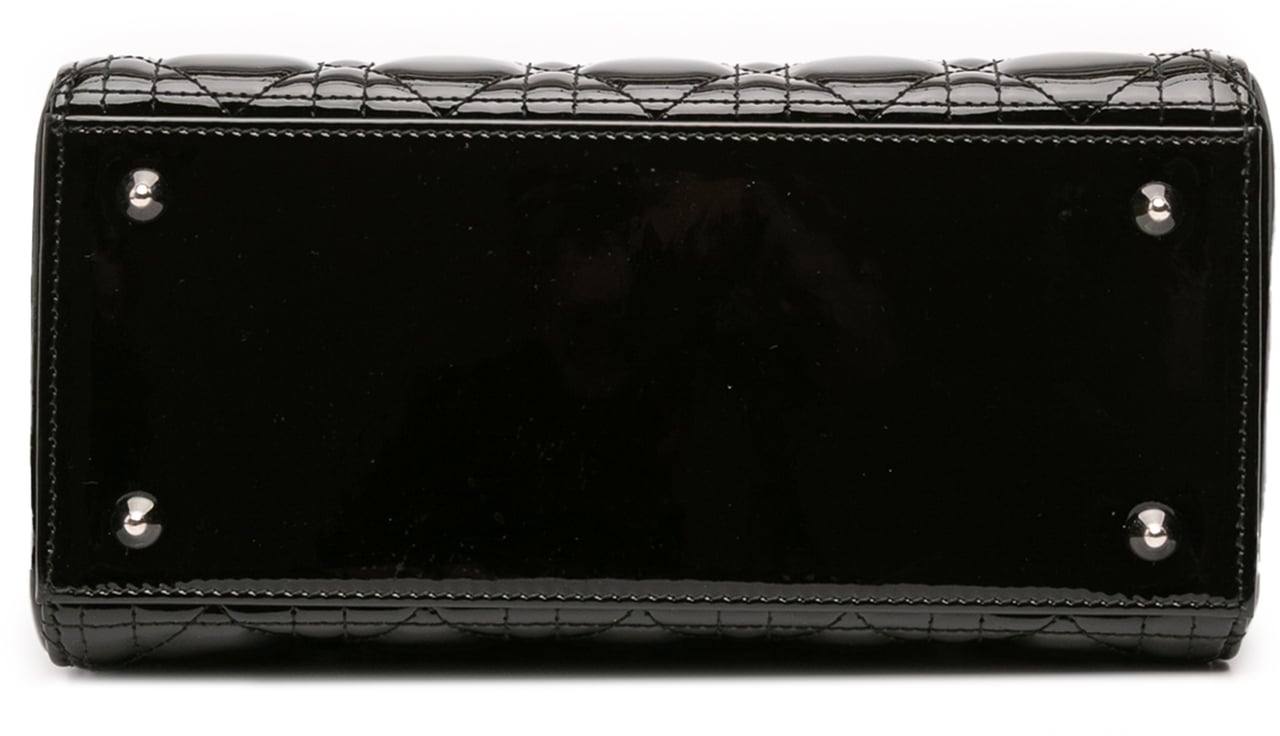 Dior Medium Patent Cannage Lady Dior Zwart