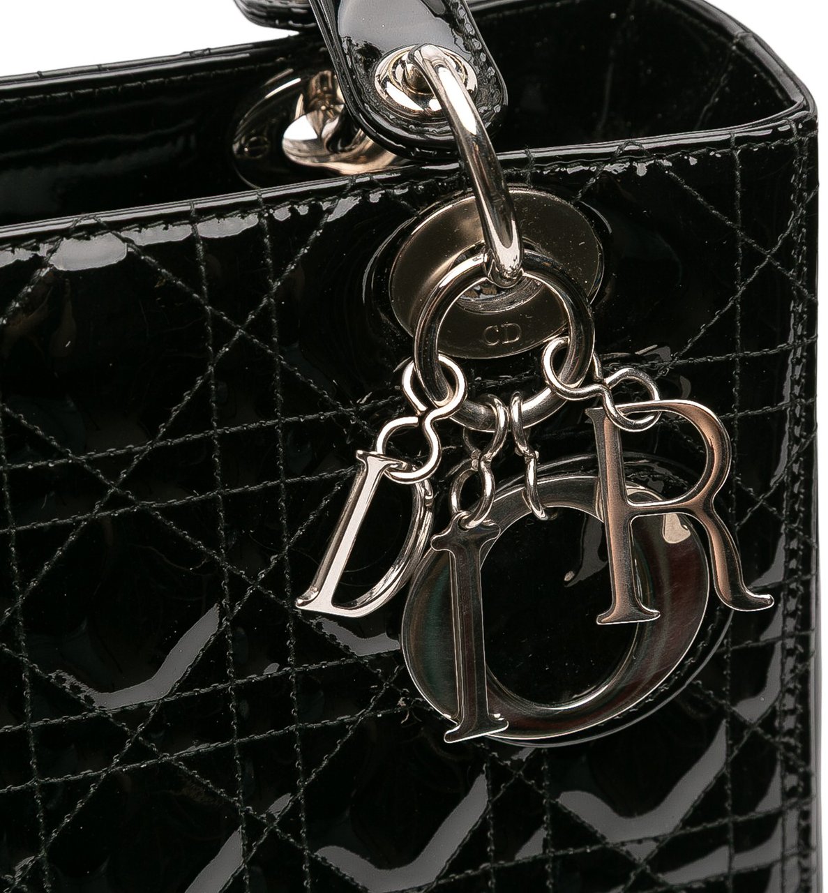 Dior Medium Patent Cannage Lady Dior Zwart