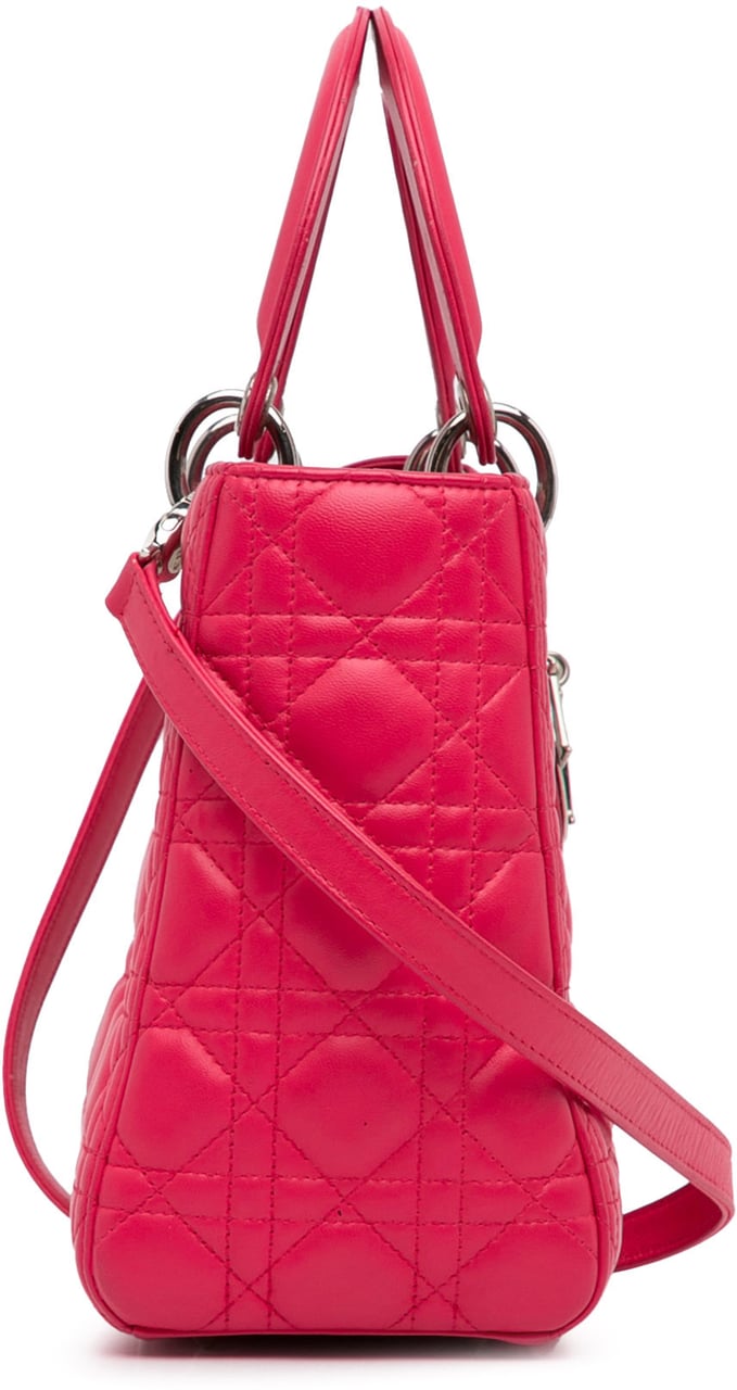 Dior Medium Lambskin Cannage Lady Dior Roze