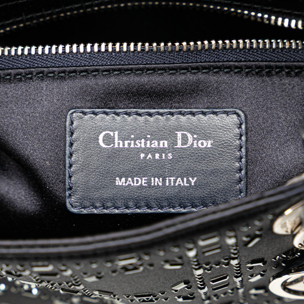 Dior Mini Satin Cannage Strass Crystal Embellished Lady Dior Blauw