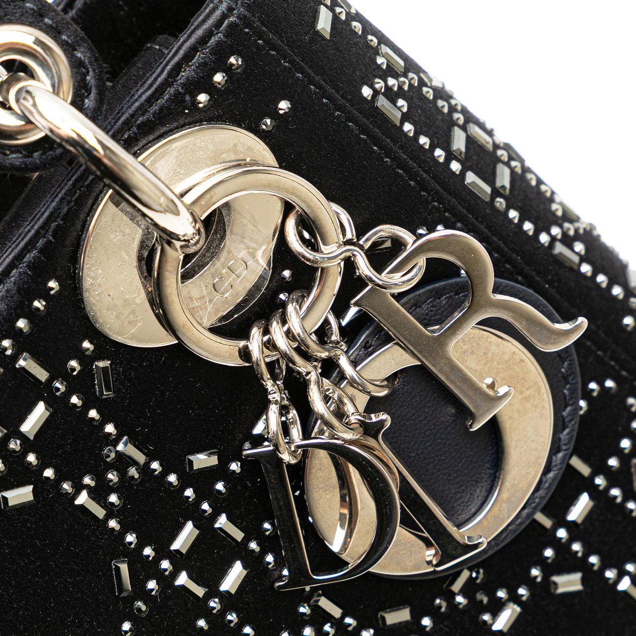 Dior Mini Satin Cannage Strass Crystal Embellished Lady Dior Blauw