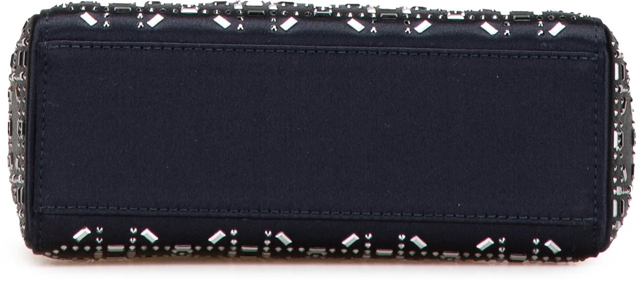 Dior Mini Satin Cannage Strass Crystal Embellished Lady Dior Blauw