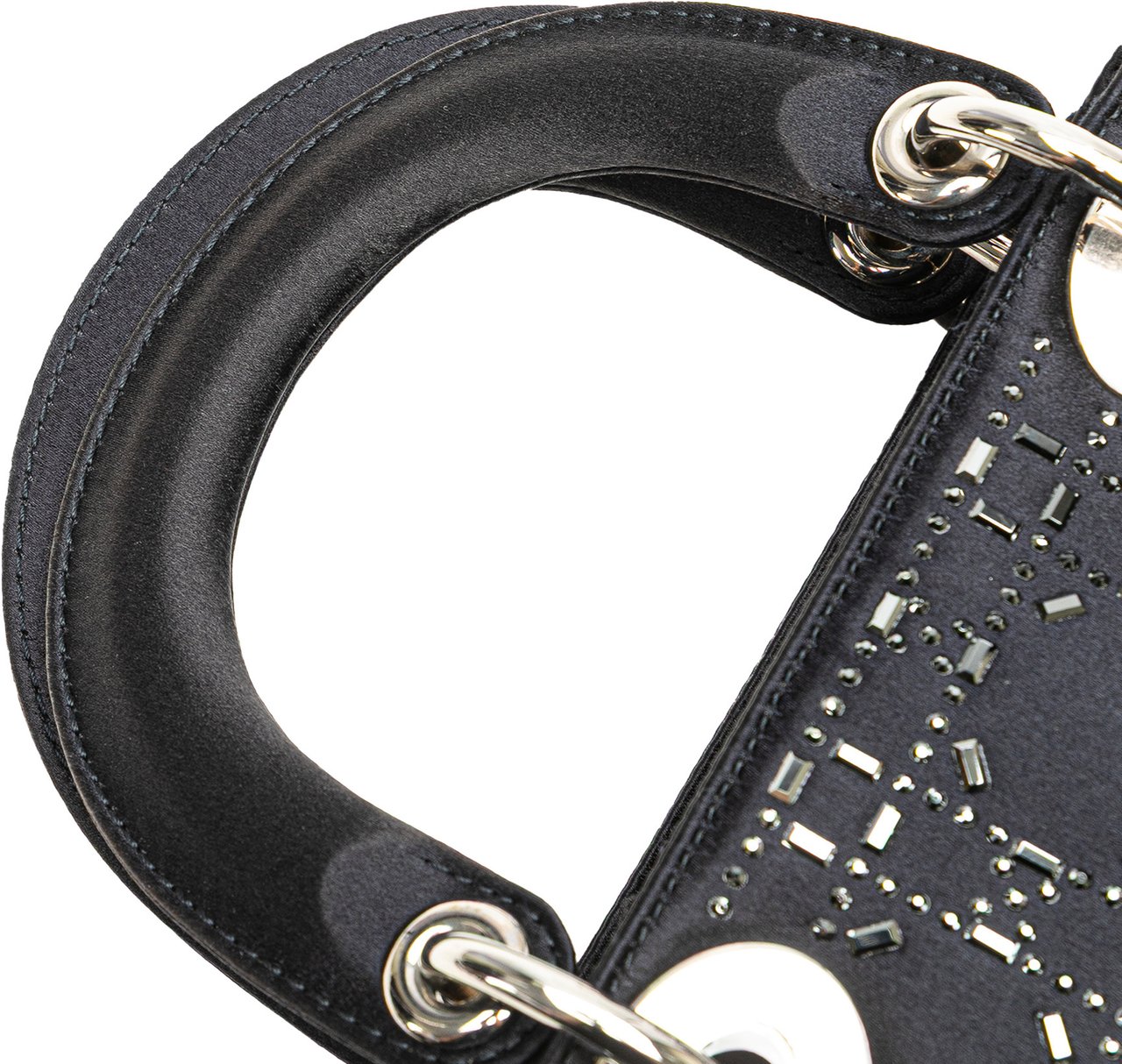 Dior Mini Satin Cannage Strass Crystal Embellished Lady Dior Blauw