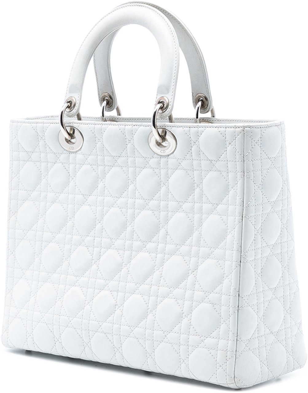 Dior Large Lambskin Cannage Lady Dior Wit