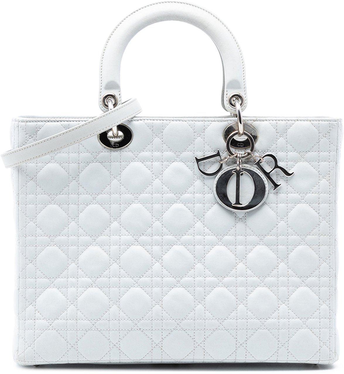 Dior Large Lambskin Cannage Lady Dior Wit