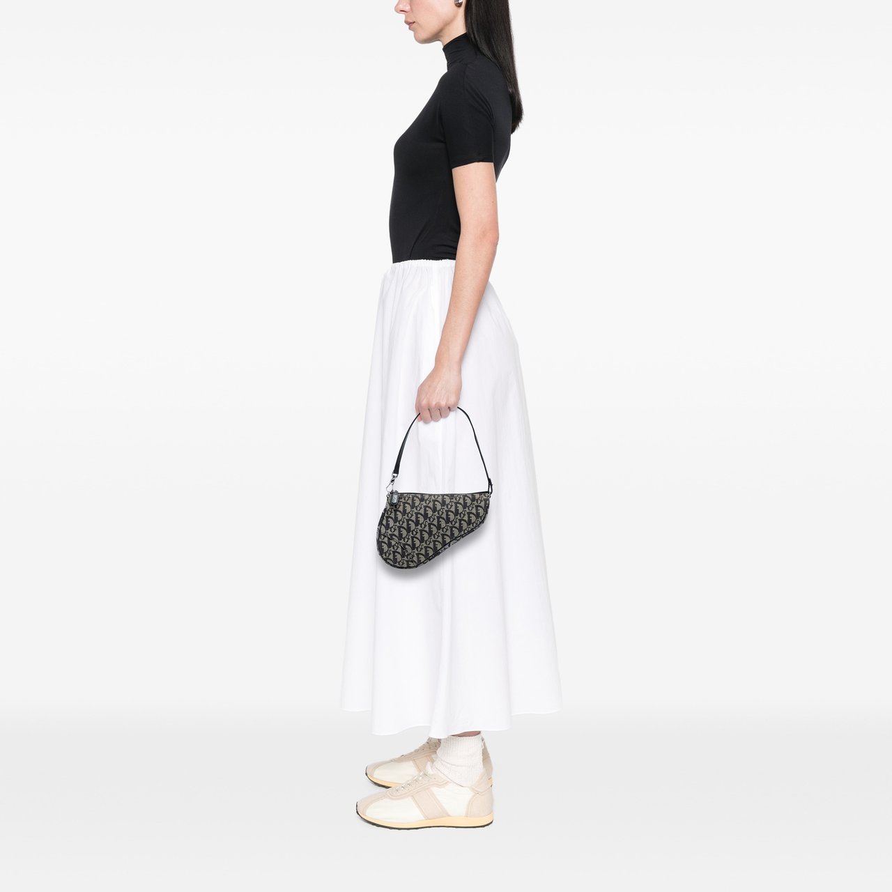 Dior Mini Diorissimo Canvas Saddle Pochette Zwart