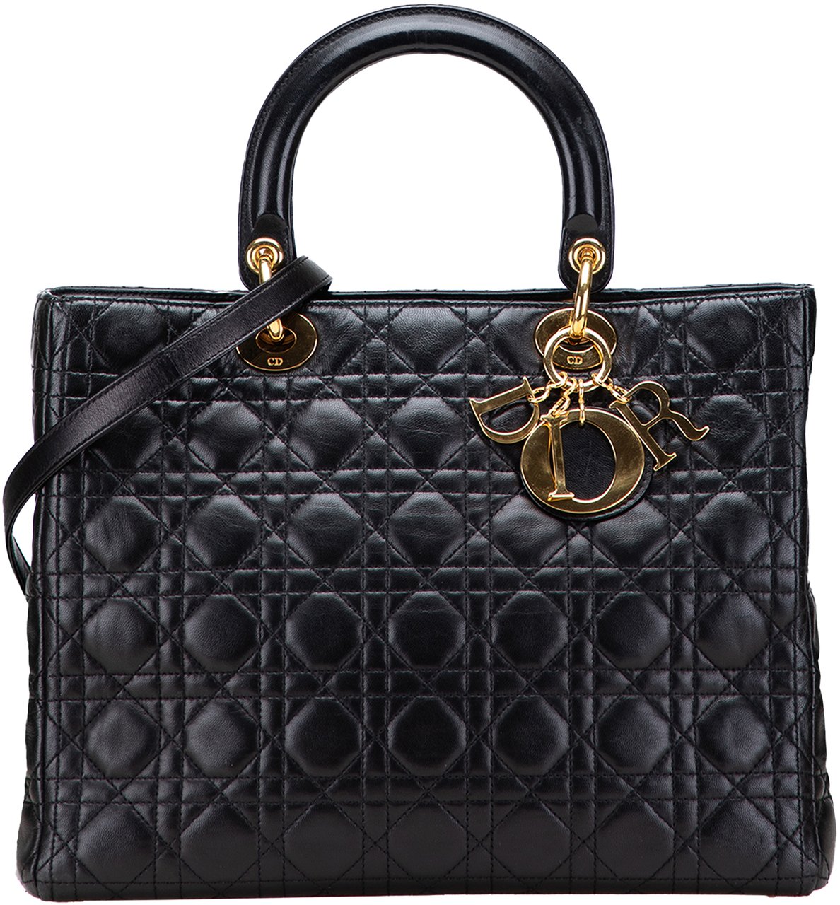 Dior Large Lambskin Cannage Lady Dior Zwart