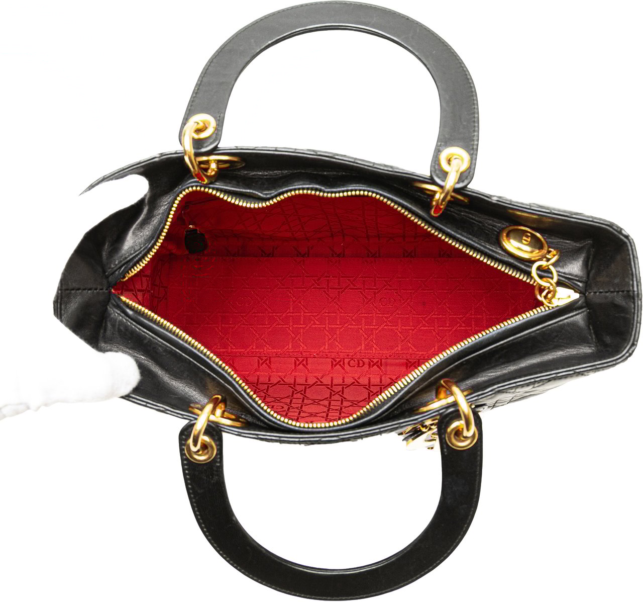 Dior Large Lambskin Cannage Lady Dior Zwart