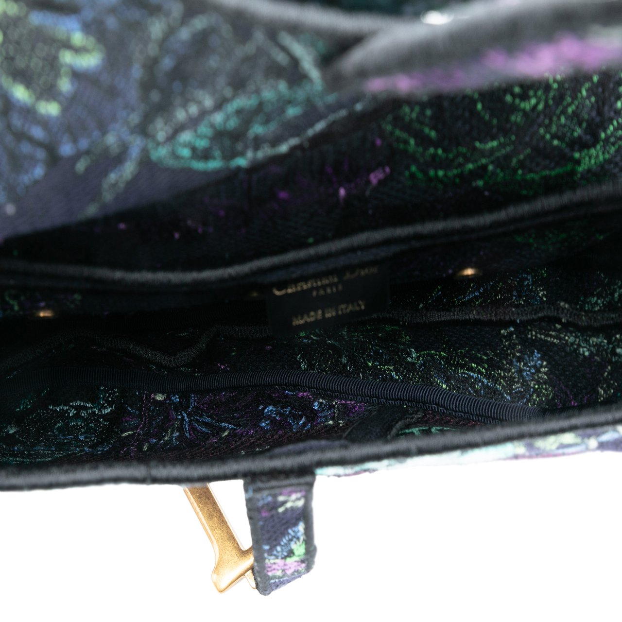 Dior Canvas Embroidered Floral Saddle Bag Blauw