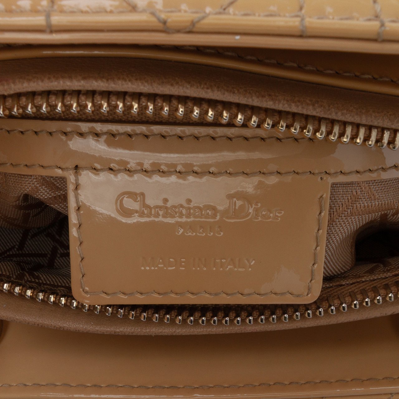 Dior Large Patent Cannage Lady Dior Bruin