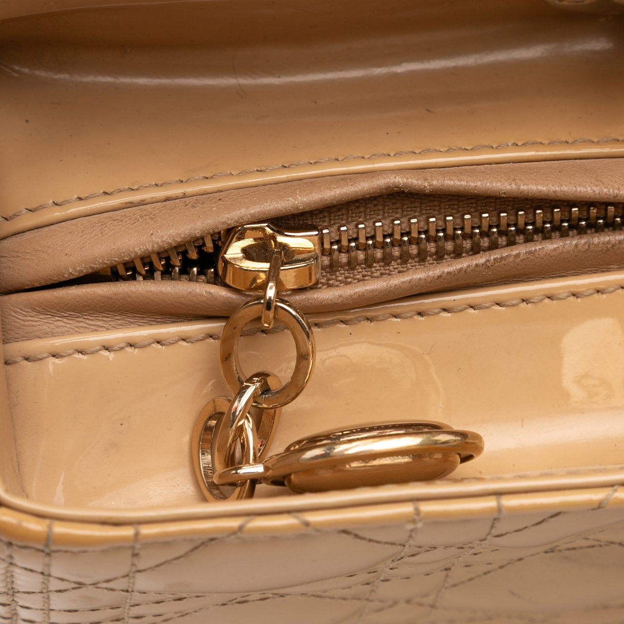 Dior Large Patent Cannage Lady Dior Bruin