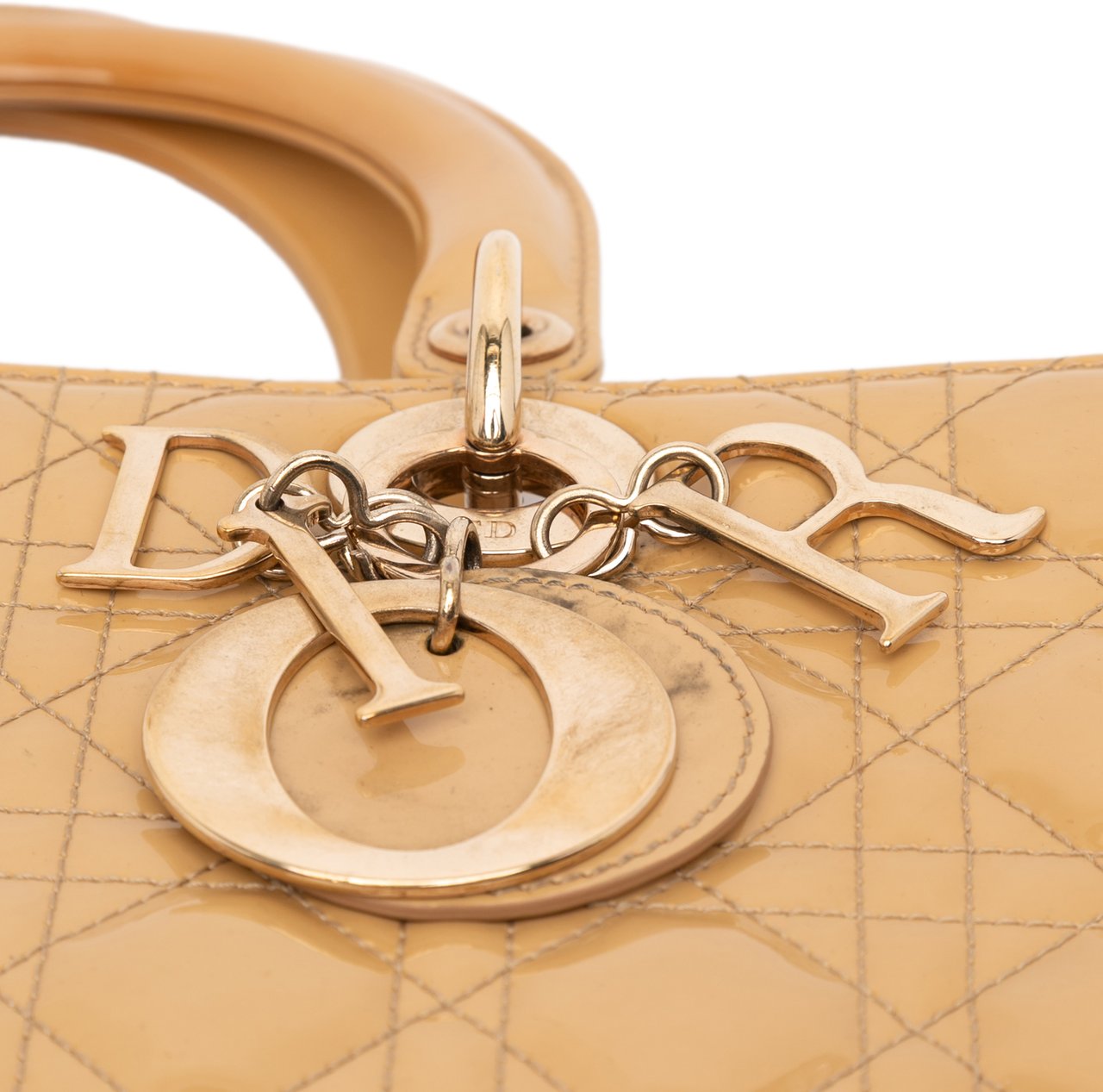 Dior Large Patent Cannage Lady Dior Bruin