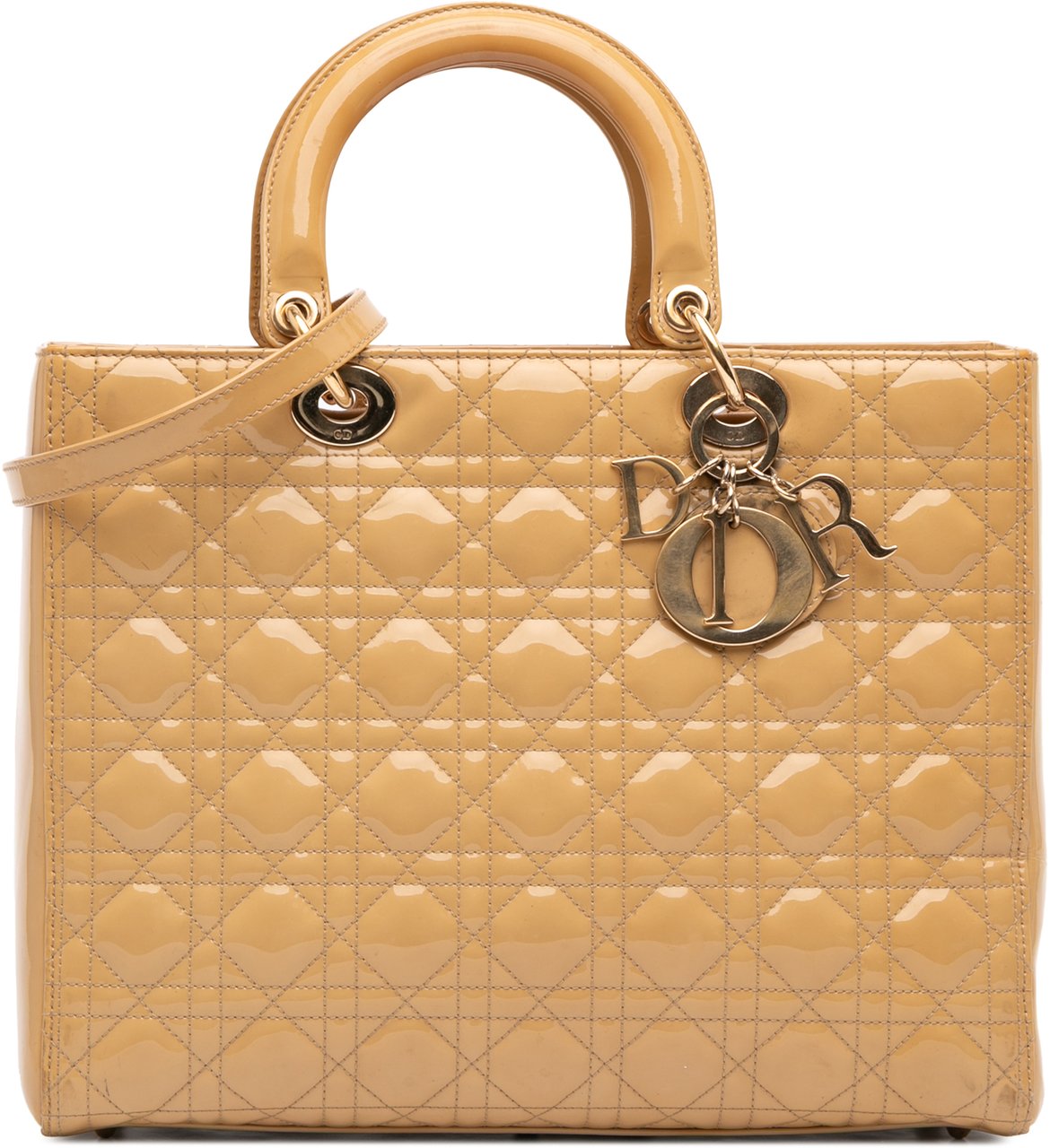 Dior Large Patent Cannage Lady Dior Bruin