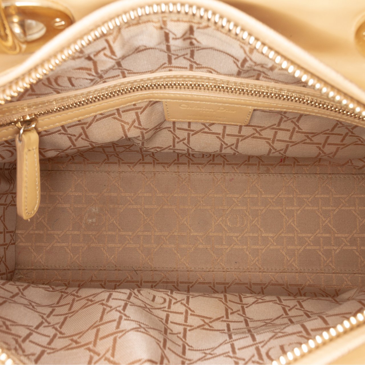 Dior Large Patent Cannage Lady Dior Bruin