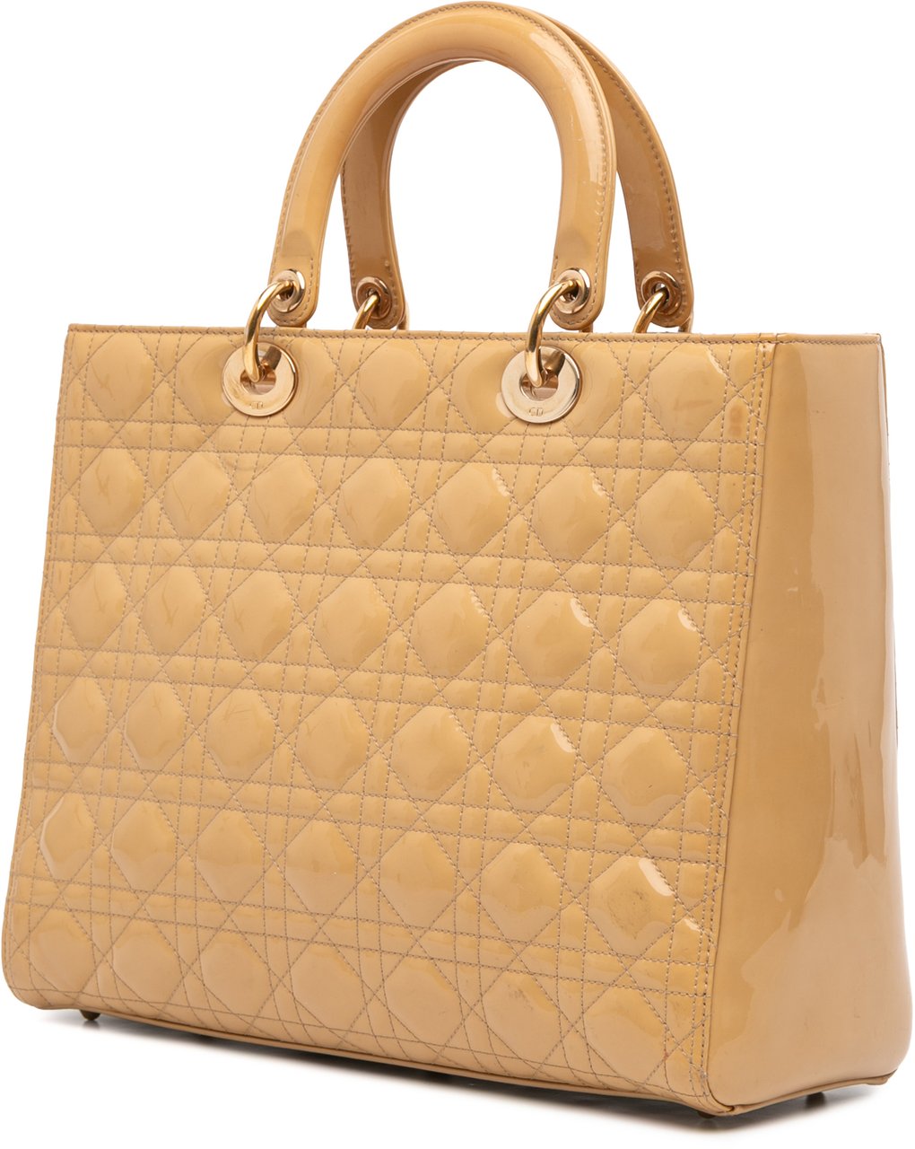 Dior Large Patent Cannage Lady Dior Bruin