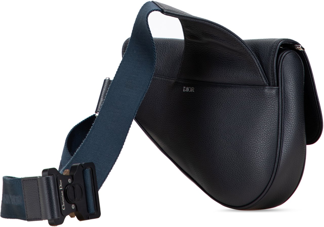 Dior Grained Calfskin Saddle Bag Blauw