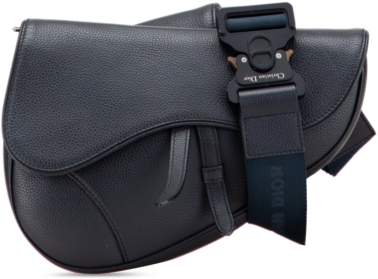 Dior Grained Calfskin Saddle Bag Blauw