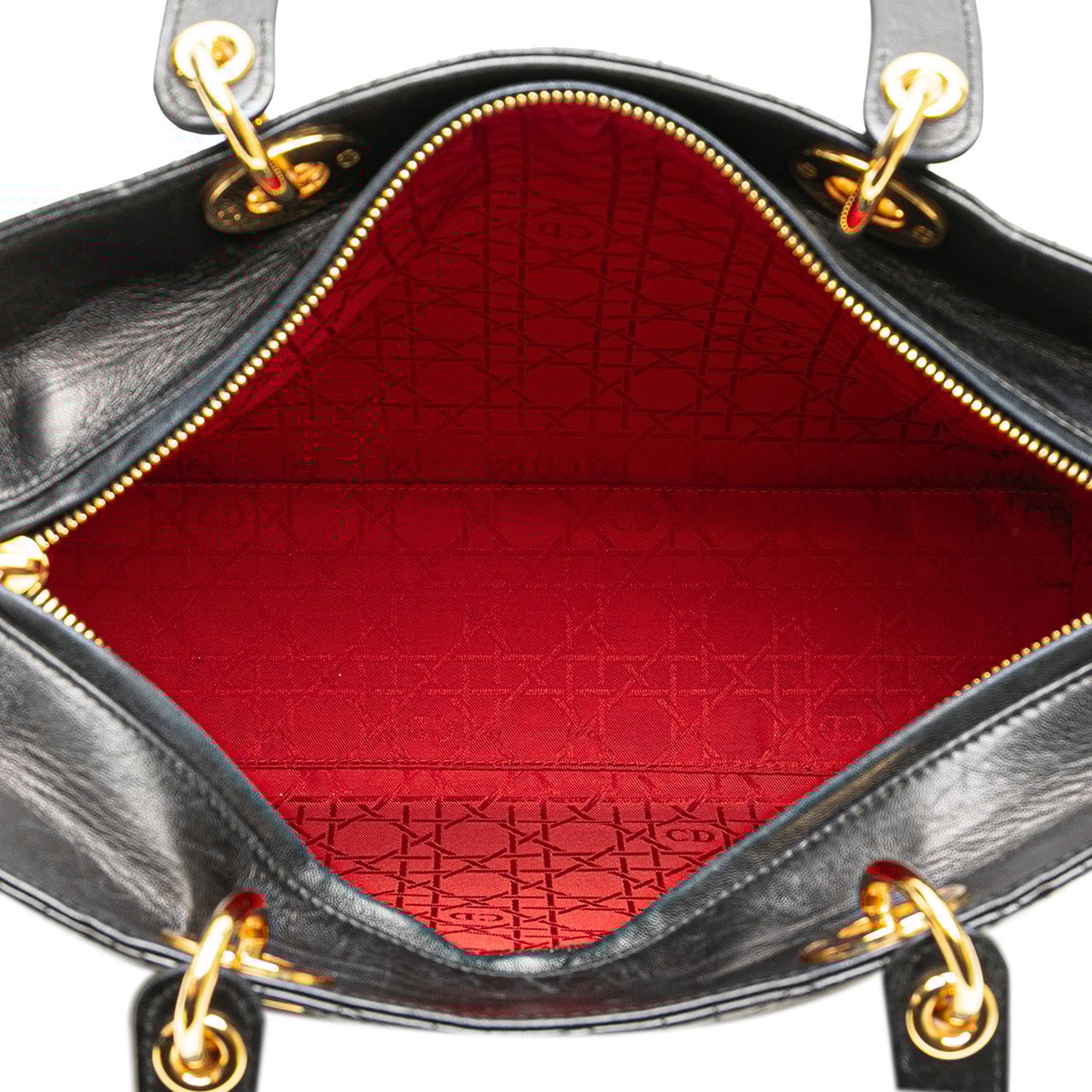Dior Large Lambskin Cannage Lady Dior Zwart