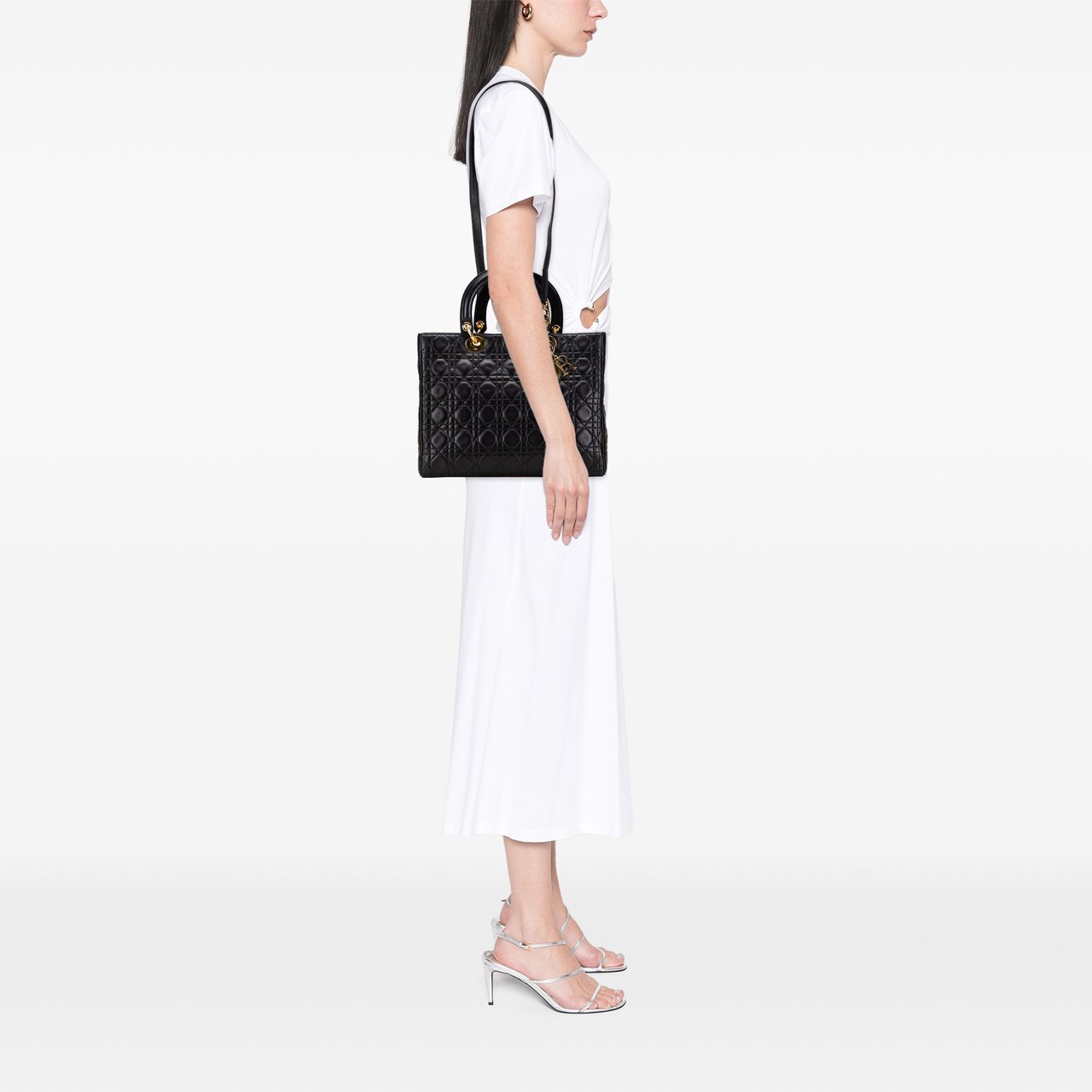 Dior Large Lambskin Cannage Lady Dior Zwart