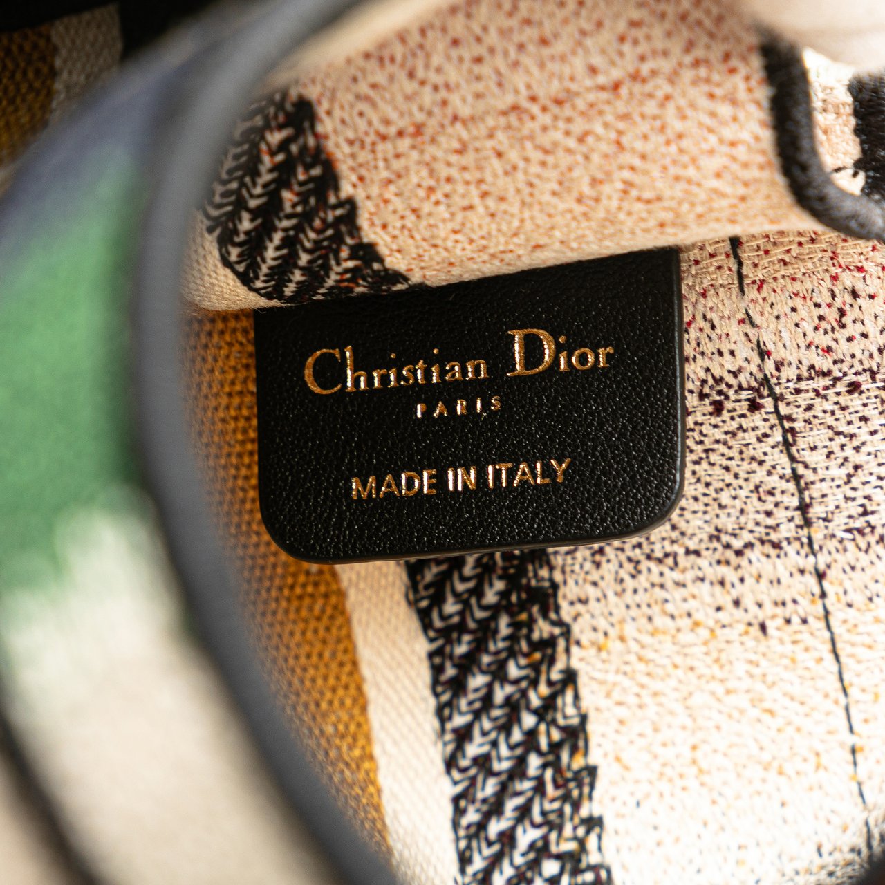 Dior Mini D Stripes Book Tote Geel