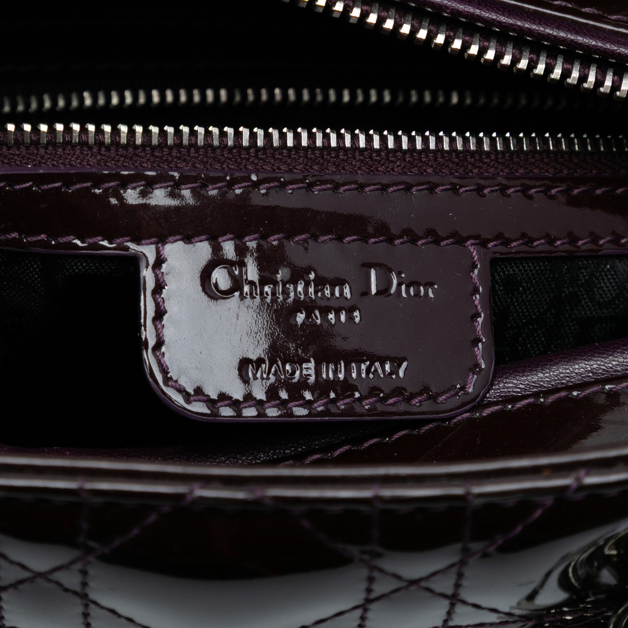 Dior Large Patent Cannage Lady Dior Paars