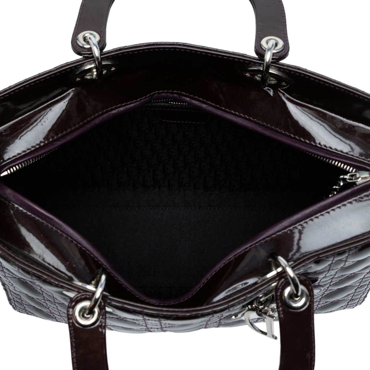 Dior Large Patent Cannage Lady Dior Paars