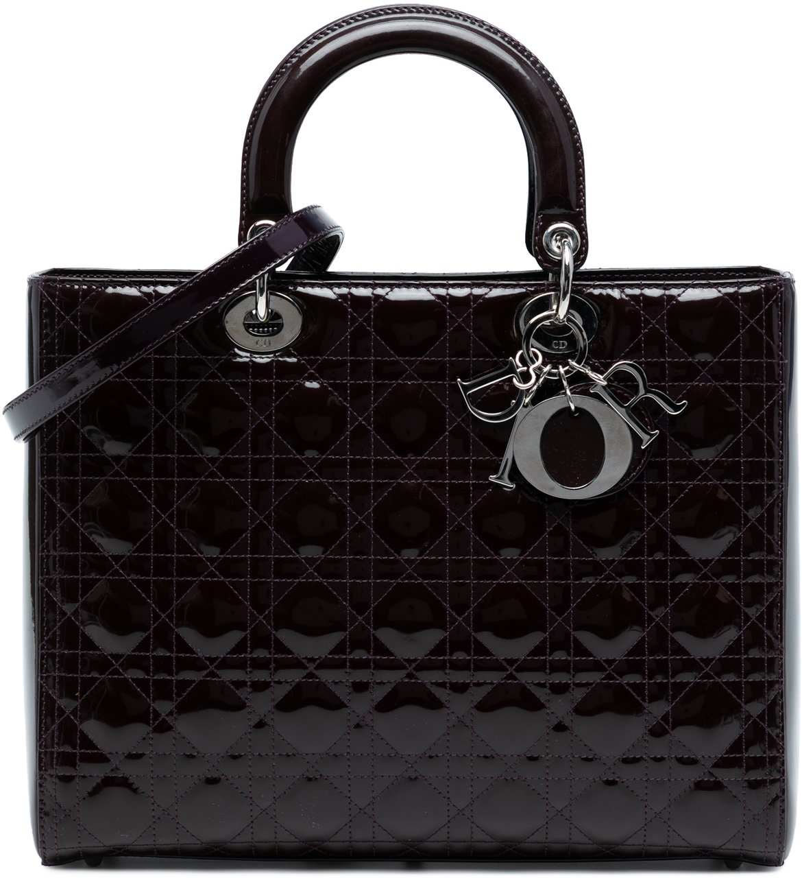 Dior Large Patent Cannage Lady Dior Paars