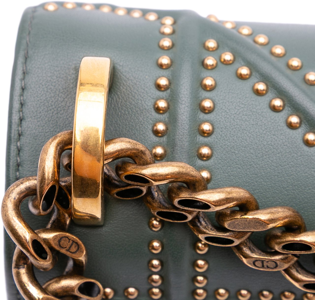 Dior Medium Studded Lambskin Diorama Flap Groen