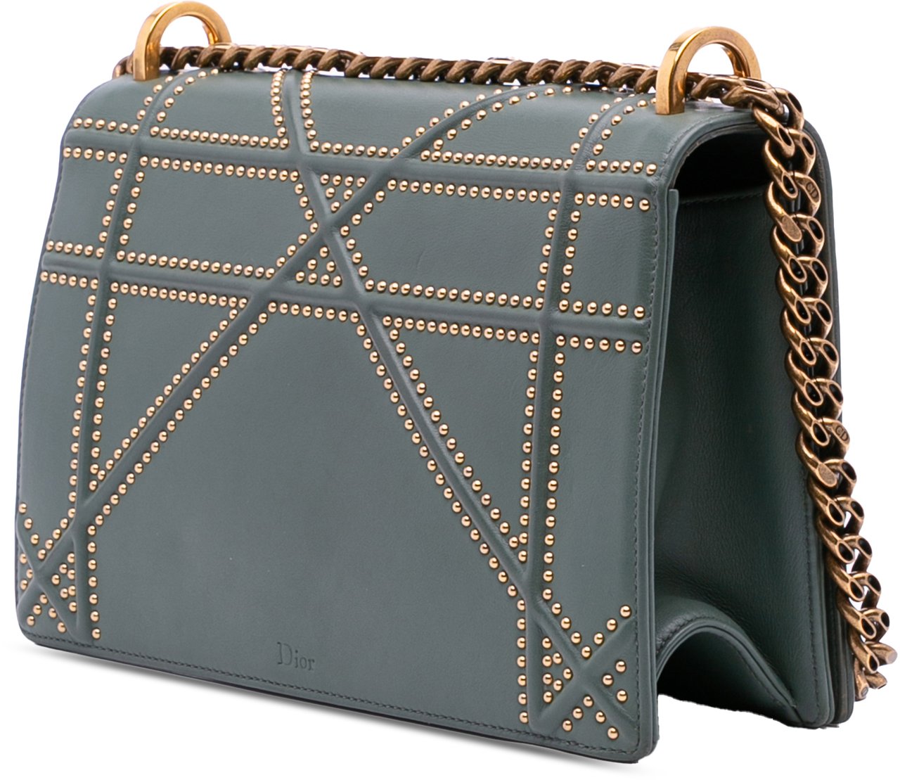 Dior Medium Studded Lambskin Diorama Flap Groen