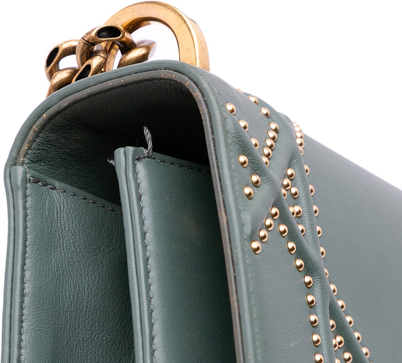 Dior Medium Studded Lambskin Diorama Flap Groen