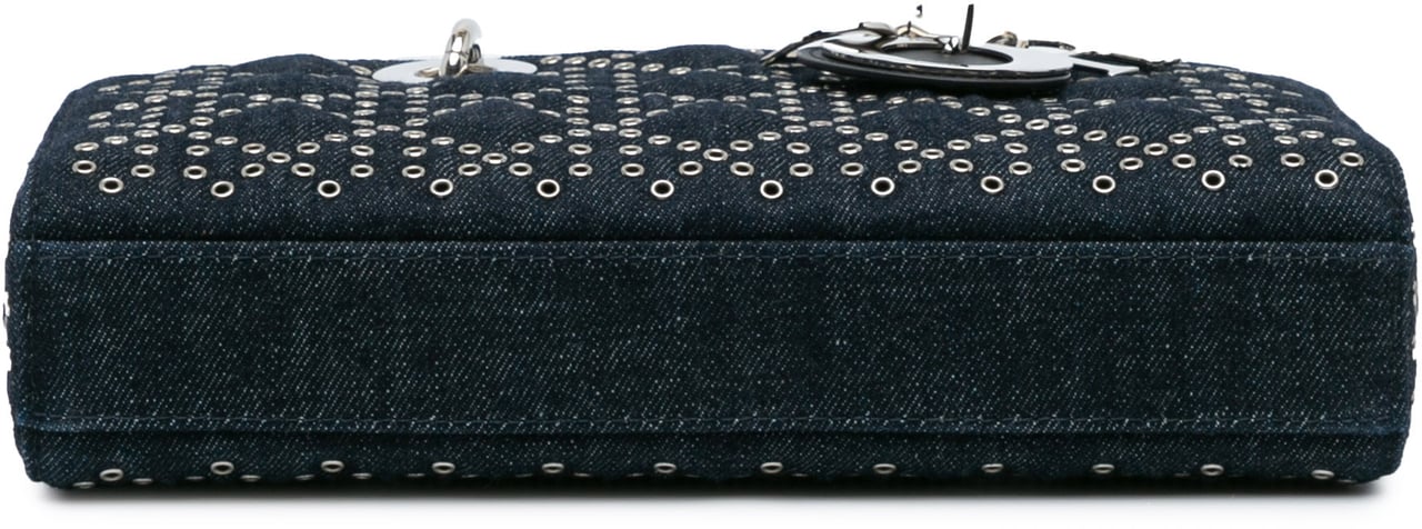 Dior Medium Denim Cannage Eyelet Lady D Joy Blauw