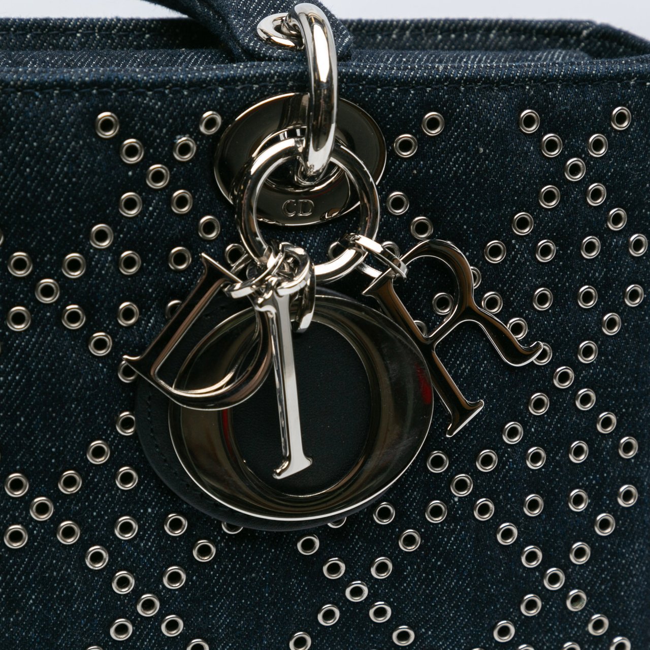 Dior Medium Denim Cannage Eyelet Lady D Joy Blauw